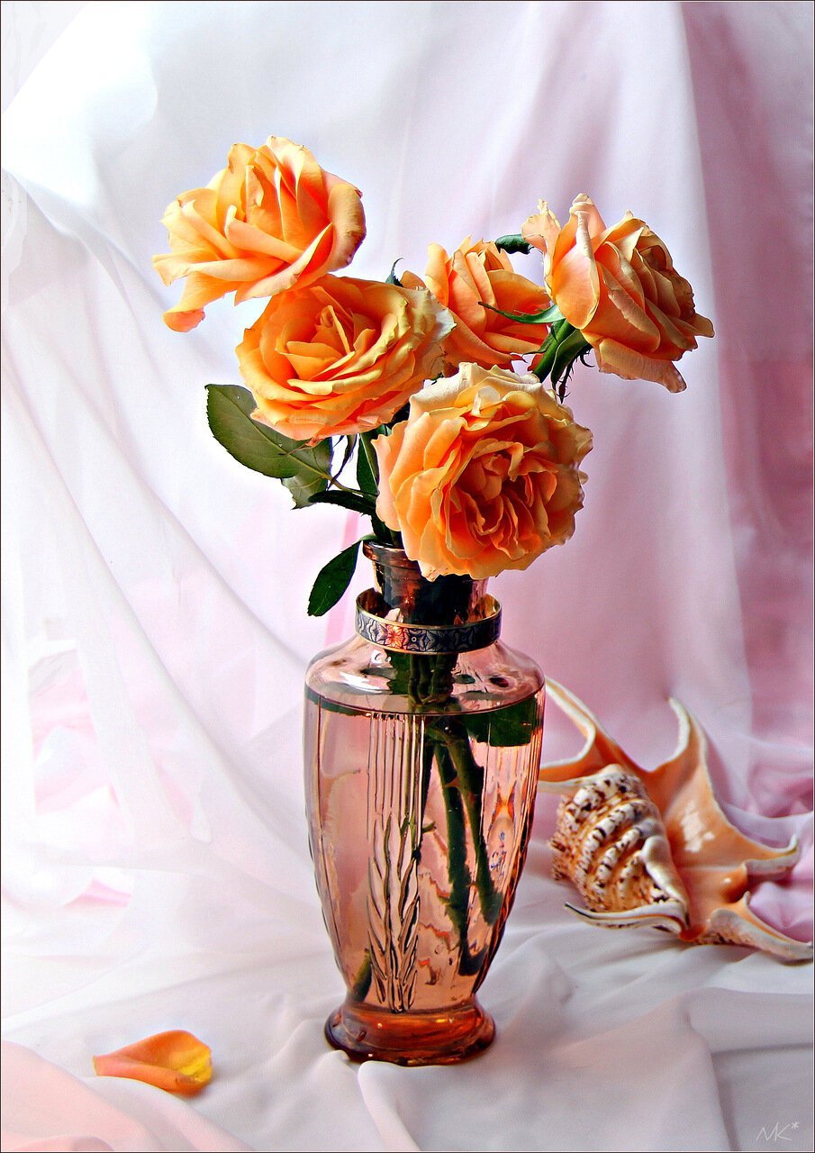 Садовые розы в вазе