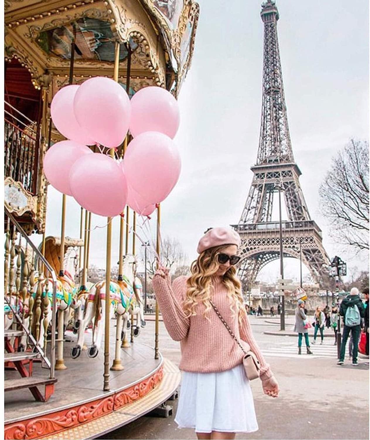Башня с шарами. Мон МАНТОР Париж. Фотосессия в парижском стиле. Девушка весной в Париже. Детская фотосессия в парижском стиле.