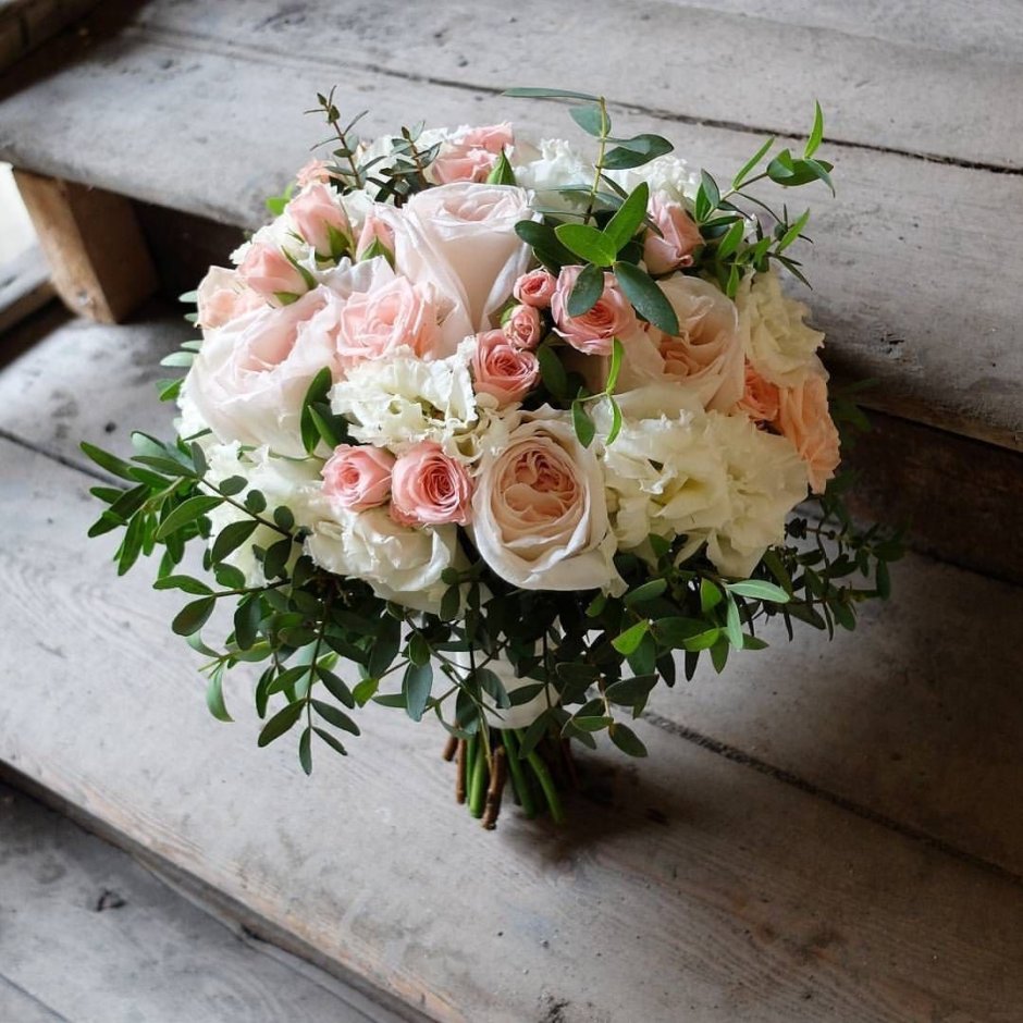 Свадебный букет Диантус с розами