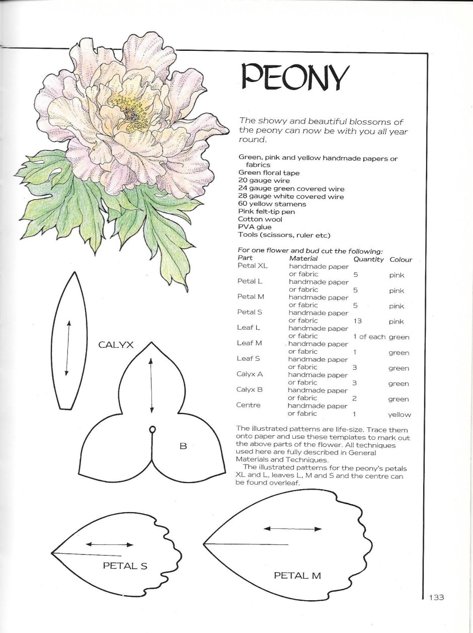Выкройка лепестков пиона