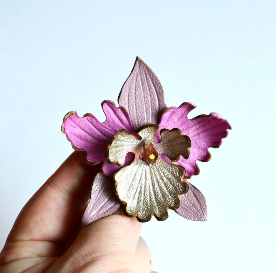 Брошь Орхидея из полимерной глины