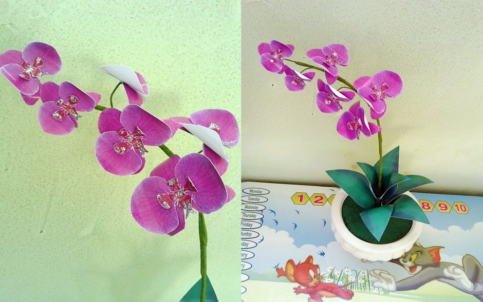 Орхидея из гофробумаги
