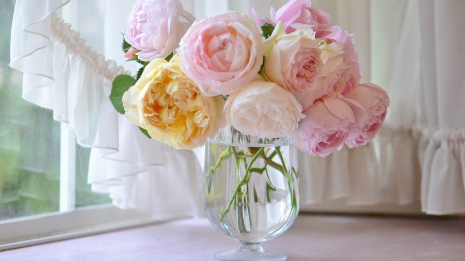 Садовые розы в вазе
