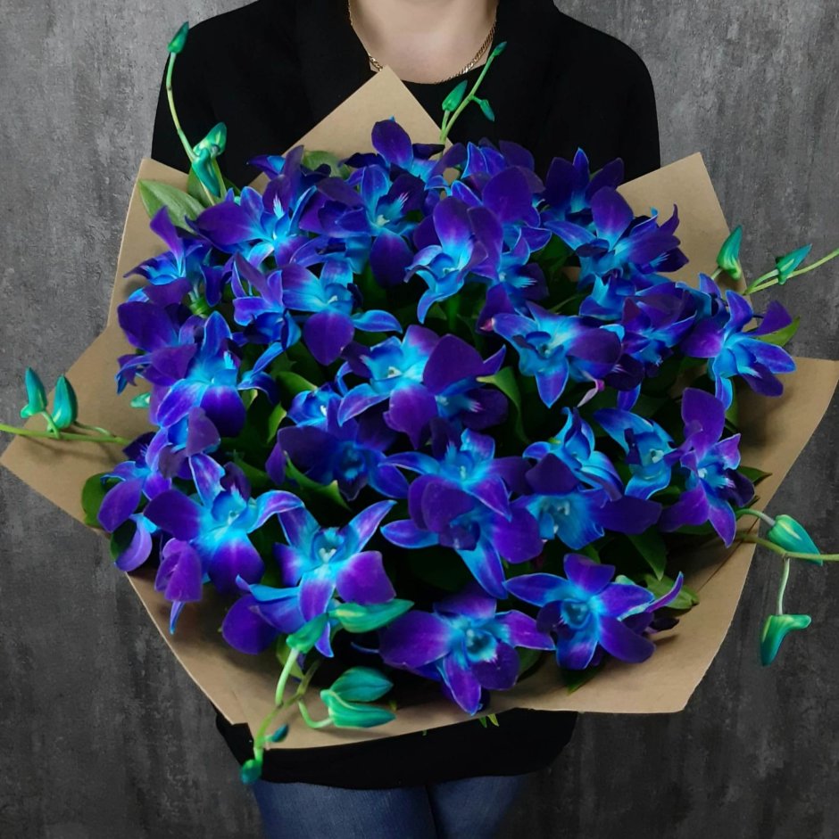 Букет из синих орхидей