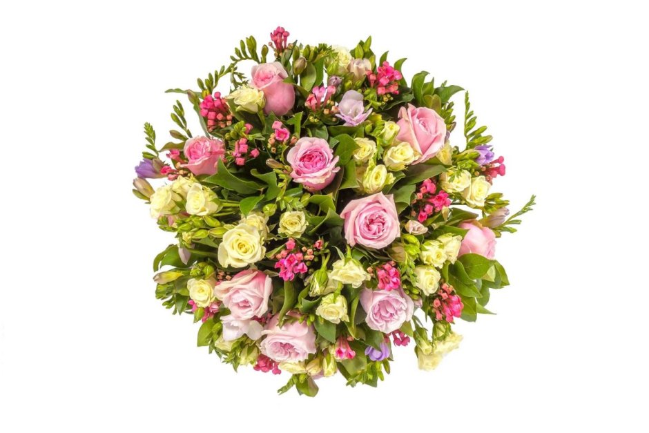 Букет Нобилис розы альстромерий