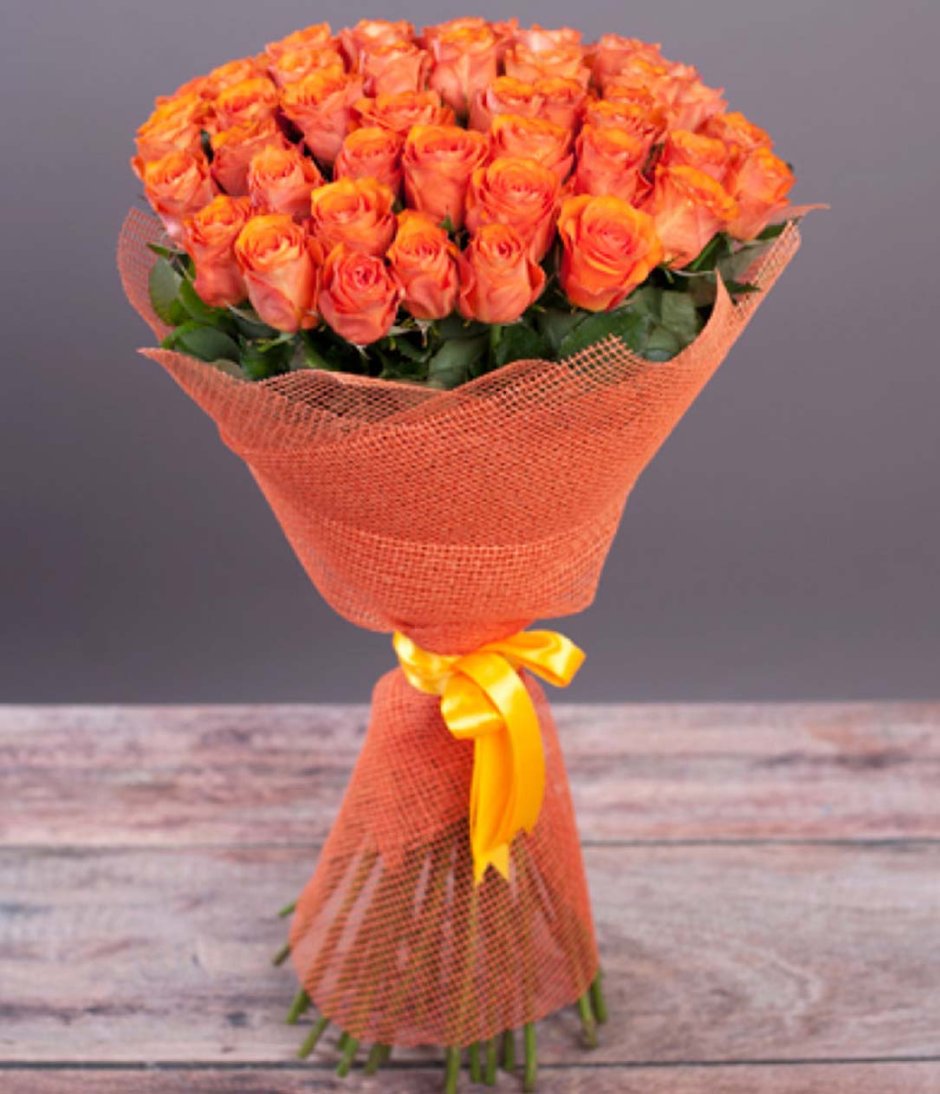 Букет 51 оранжевая роза 60см
