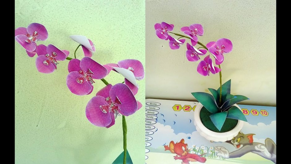 Орхидея из гофрированной бумаги своими руками