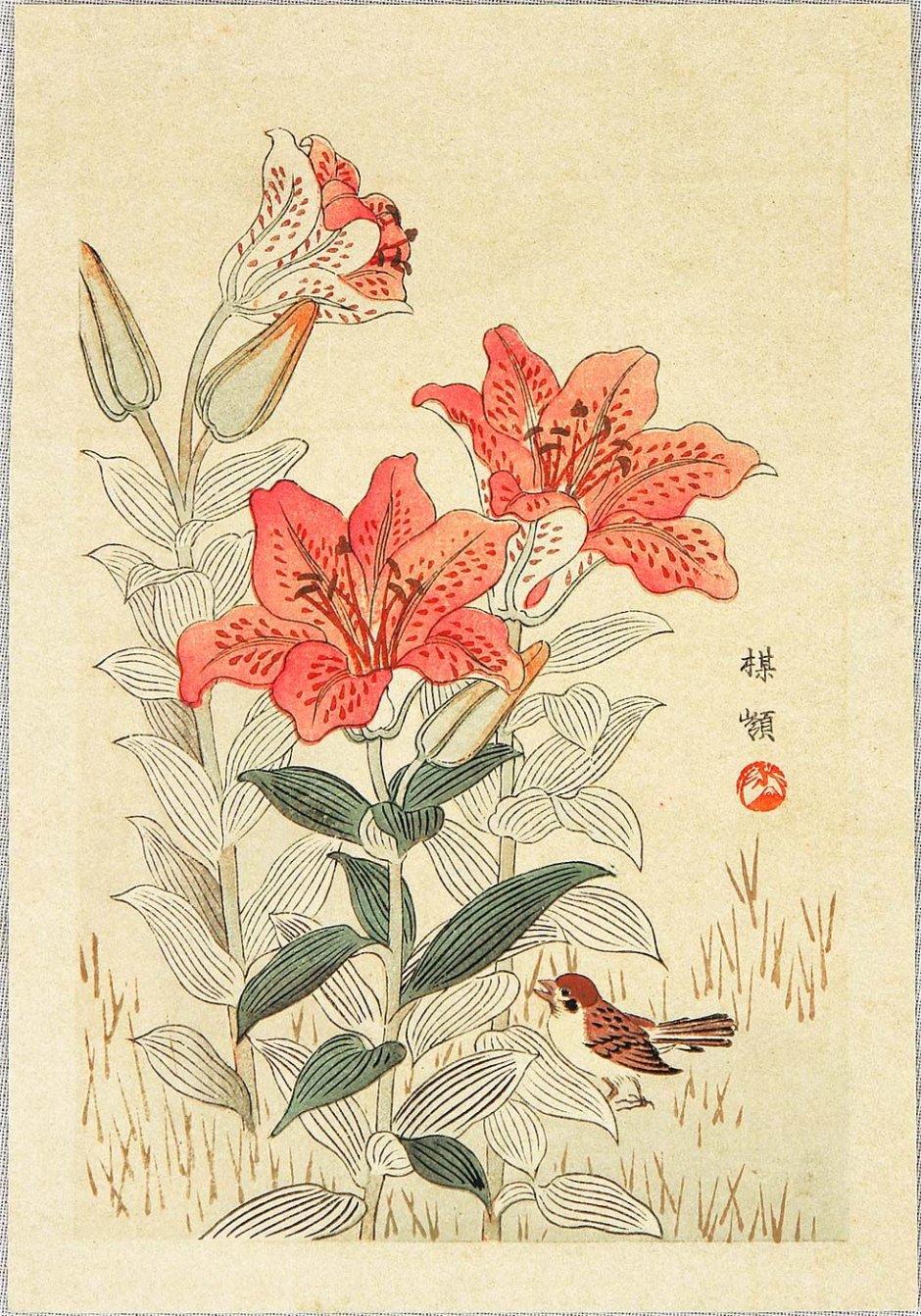 Японская гравюра Kono Bairei (1844-1895)