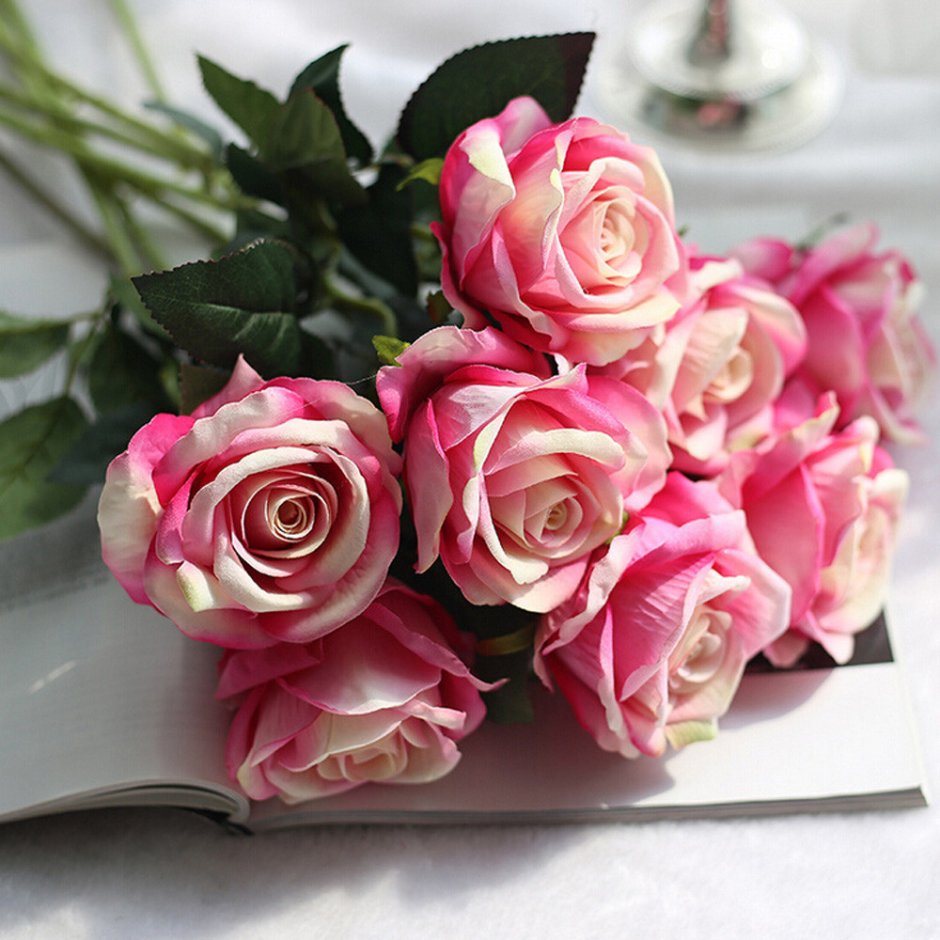 Букет розовых роз "Чайка"