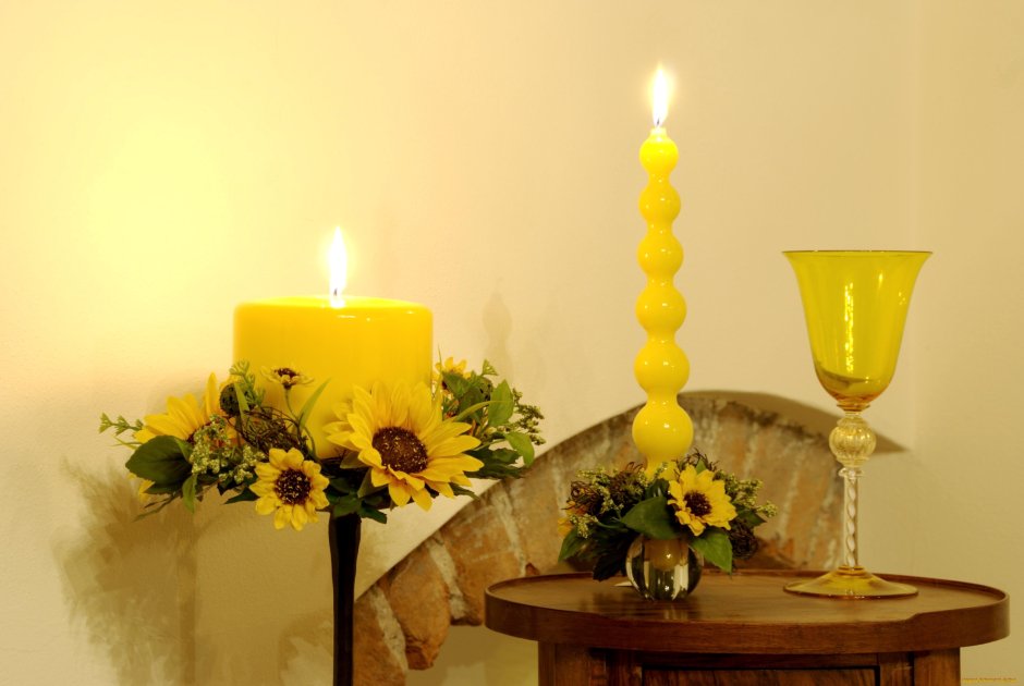 Декор свечей желто