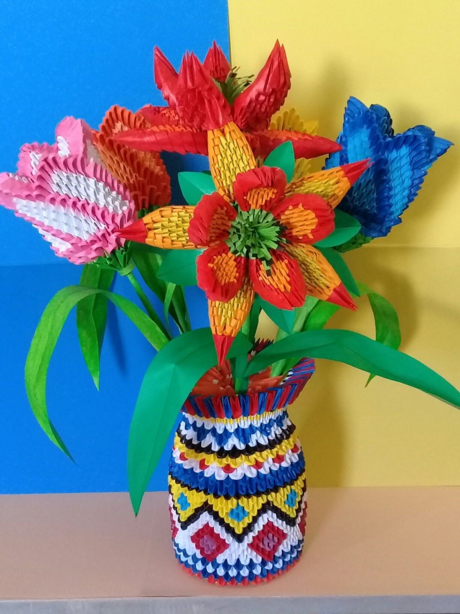 Модульное оригами 3д вазы