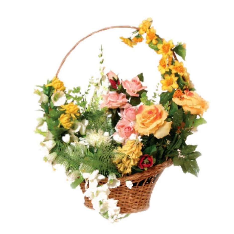 Декоративная корзинка с цветами подвесная