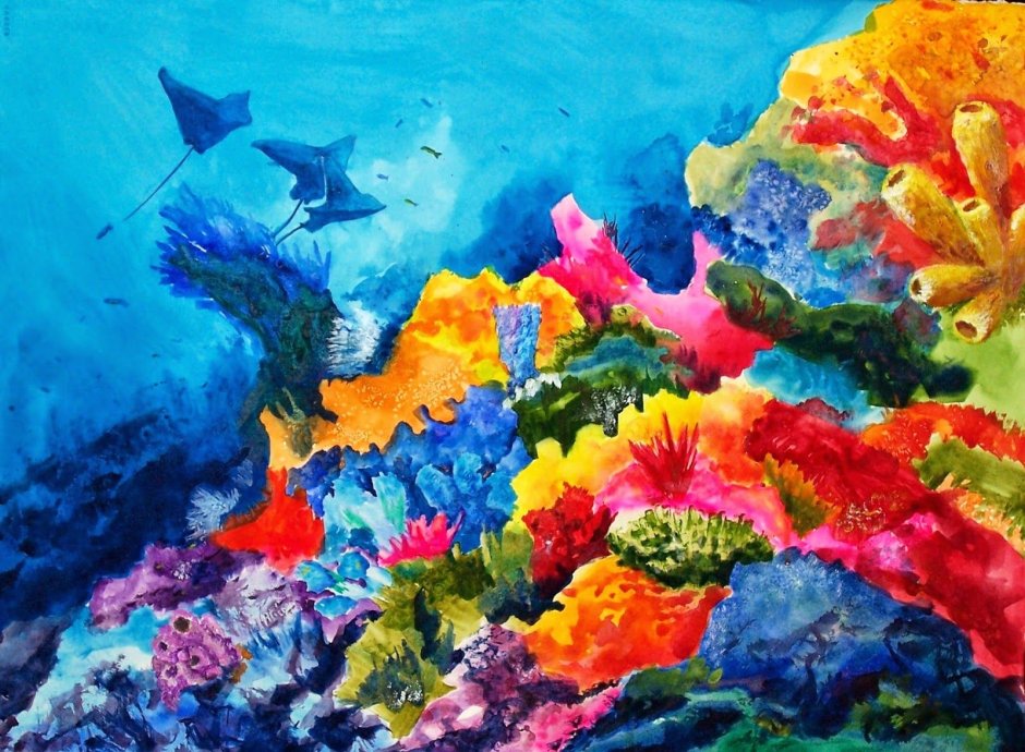 Правополушарное рисование коралловые рыбки