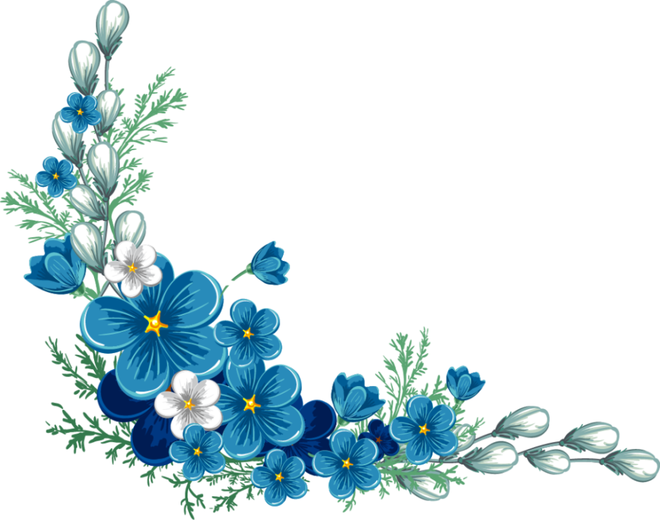 Синие цветочки на белом фоне