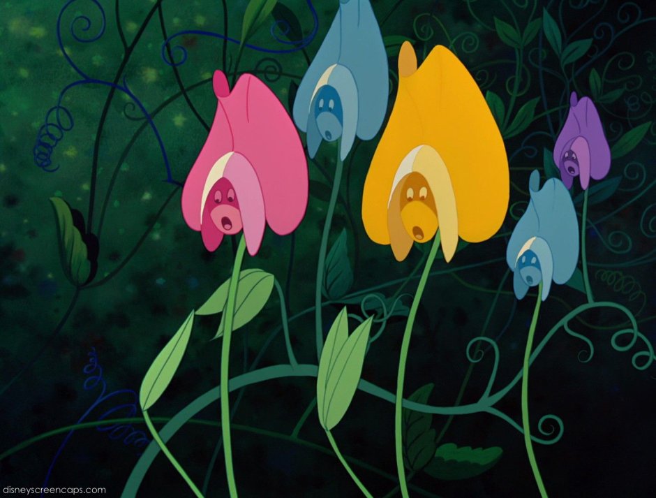 Алиса в стране чудес мультфильм Дисней цветы