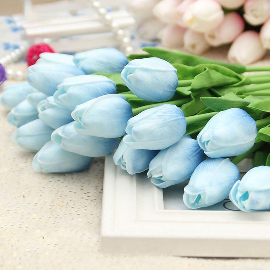 Тюльпаны голубого цвета