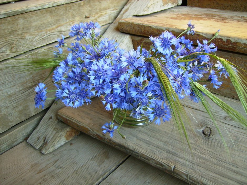 Полевые цветы на деревянном столе