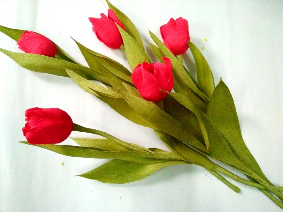 Цветы из креповой бумаги тюльпаны