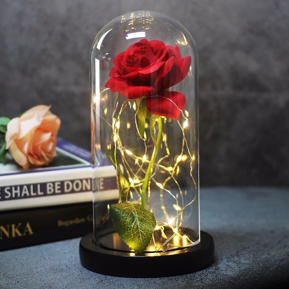 Beauty and the Beast Flower Glass