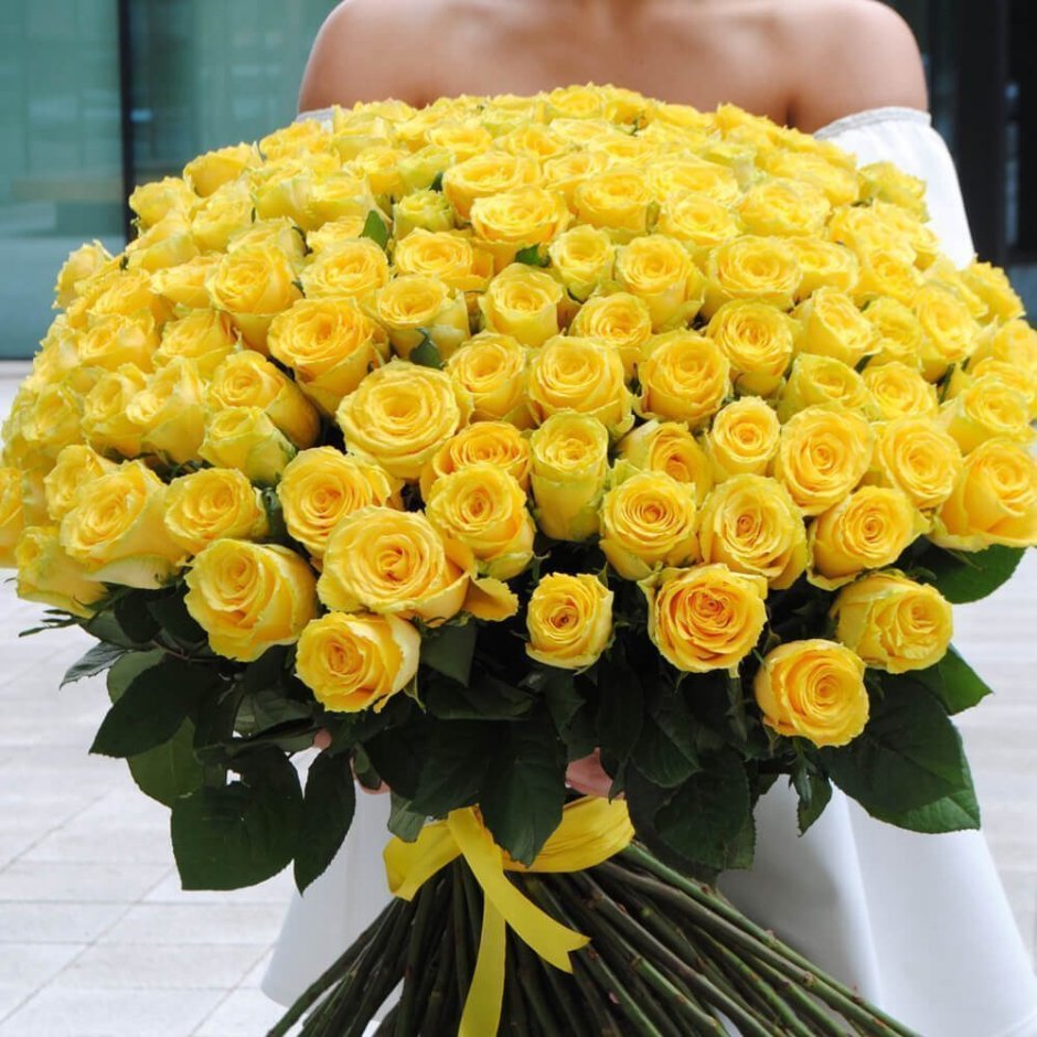 Желтые розы 101 штука