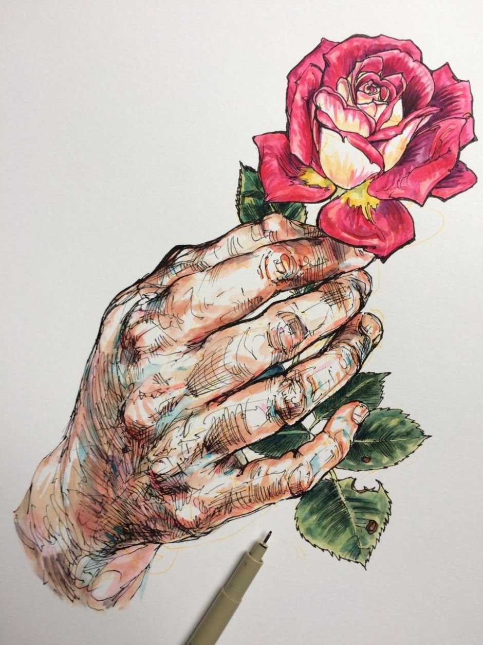 Роза в руке арт