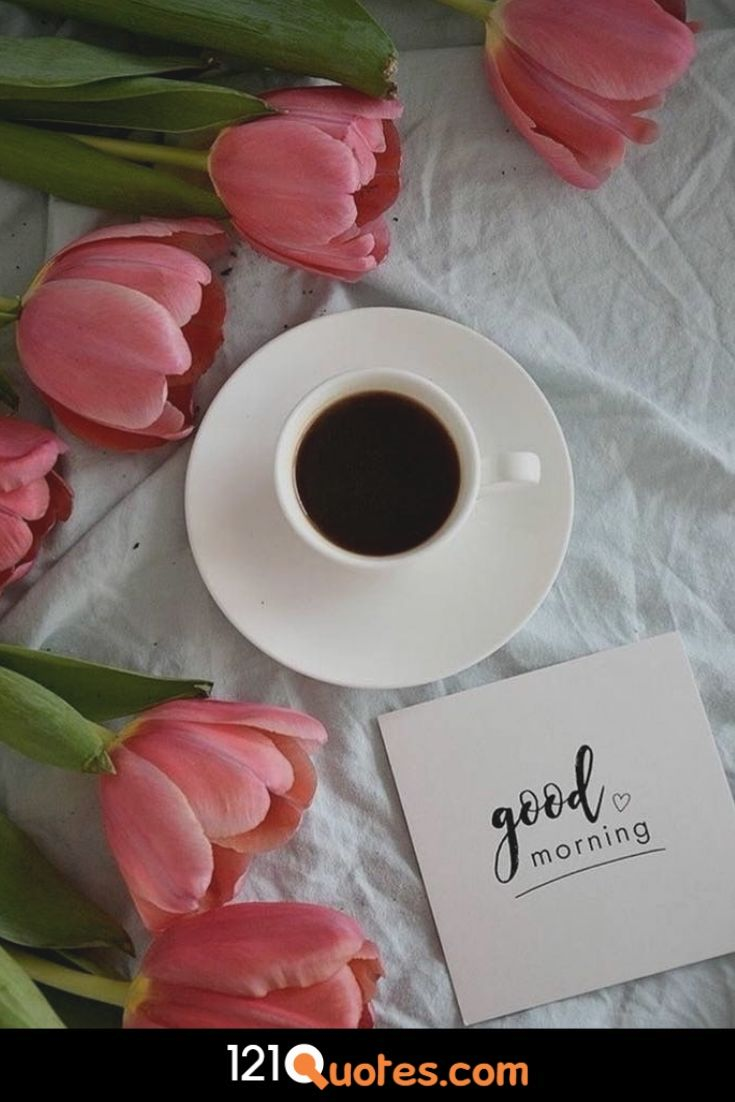 Доброе утро тюльпаны и кофе