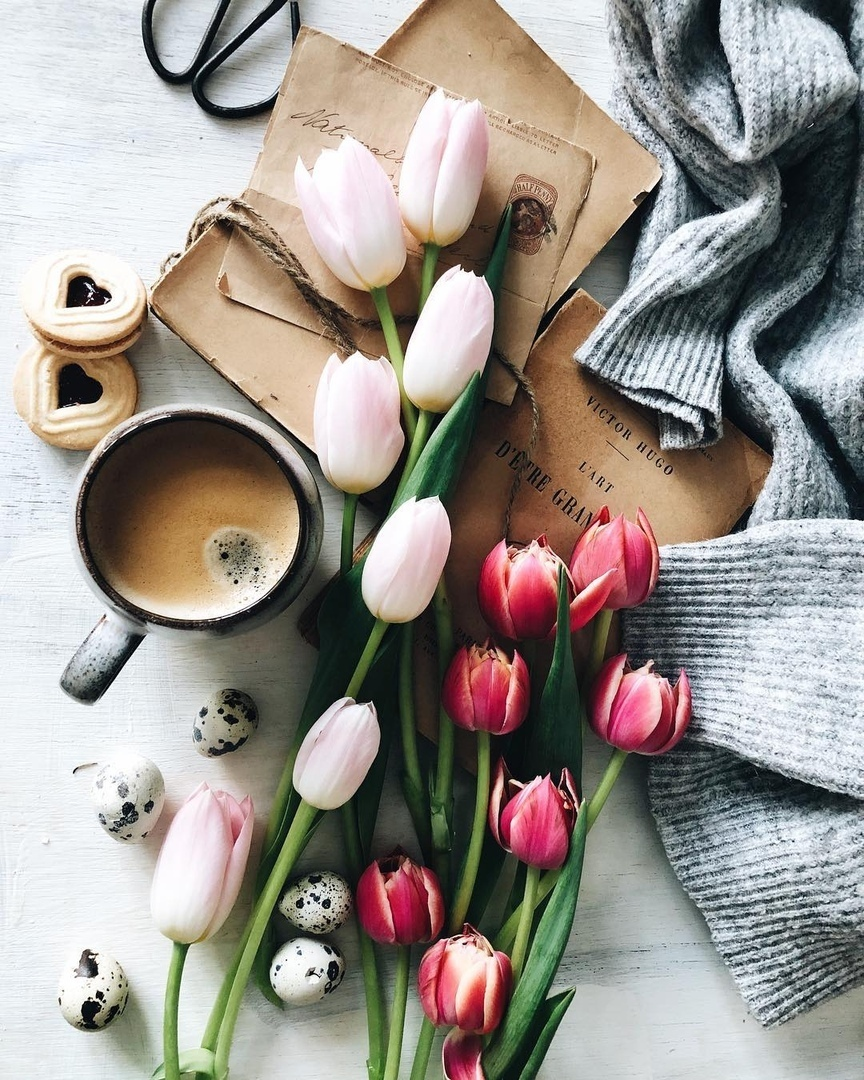 Тюльпаны и кофе стильные