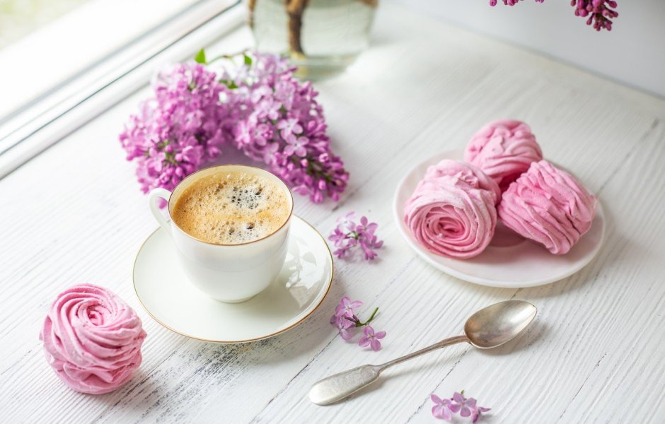 Утро кофе цветы