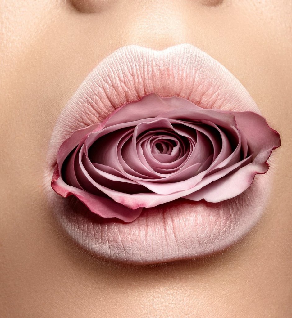 Красивые губы и цветы