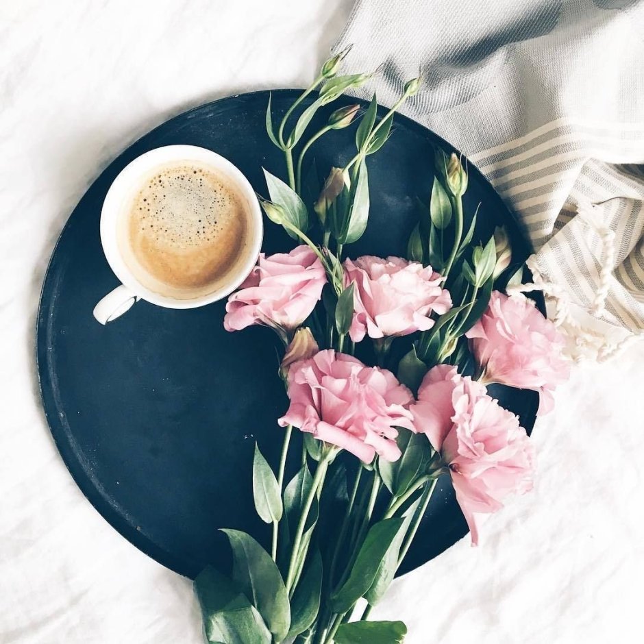 Кофе цветы стильные