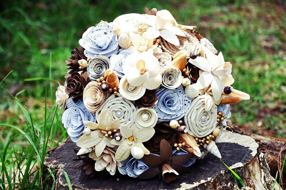 Букет цветов свадебный ситцевый