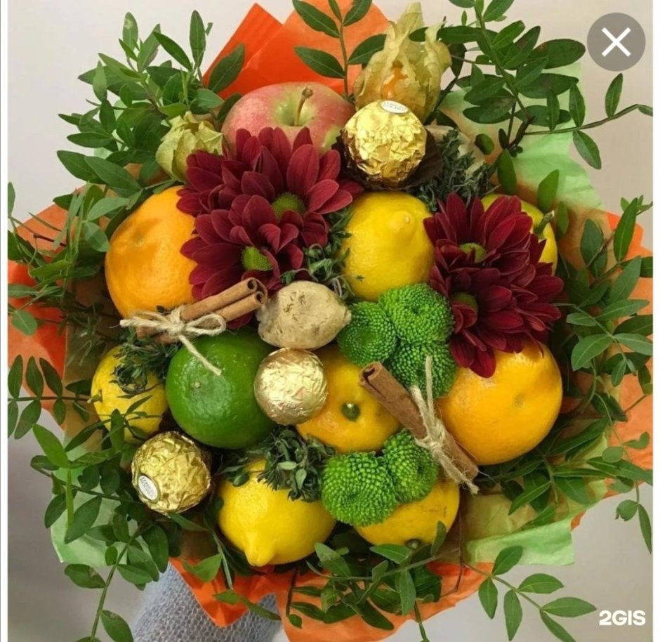 Букет из фруктов и цветов мастер класс