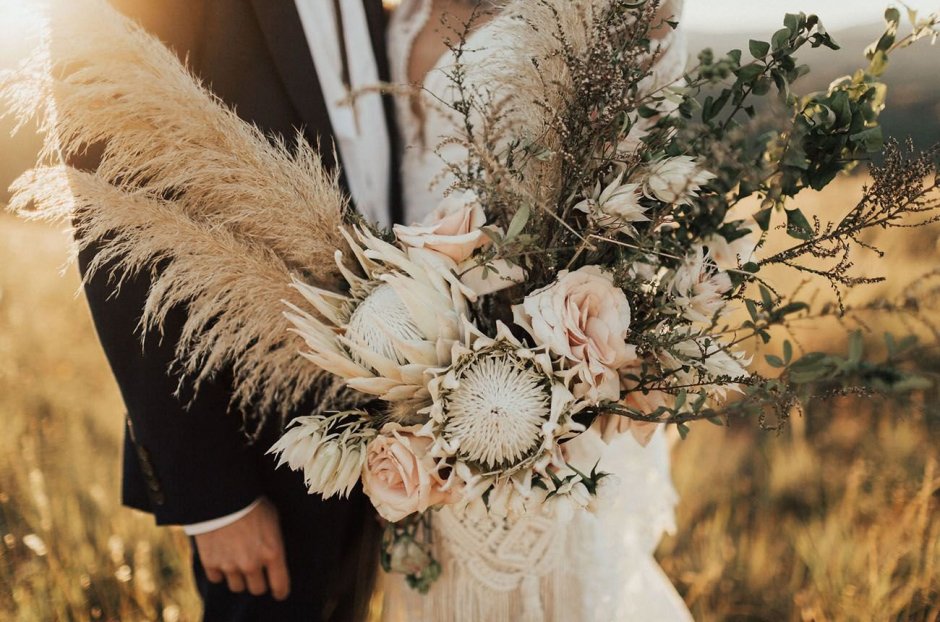 Свадебный букет с пампасной травой