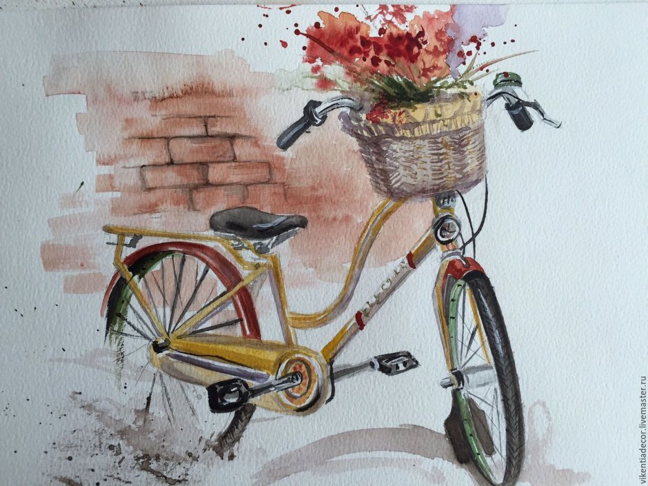 Плетеный велосипед кашпо с цветами