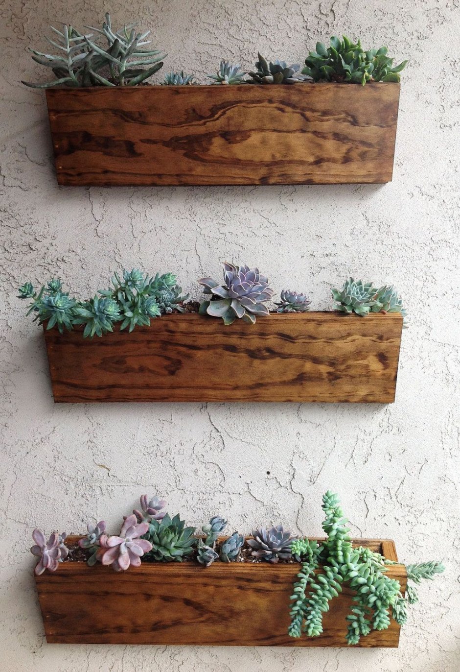 Настенные деревянные ящики для цветов