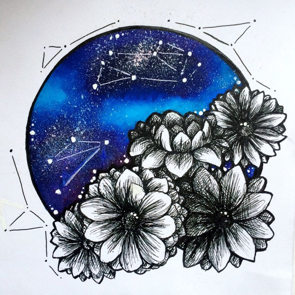Рисование космические цветы