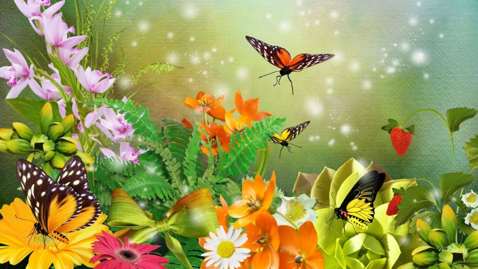 Лето бабочки на цветах
