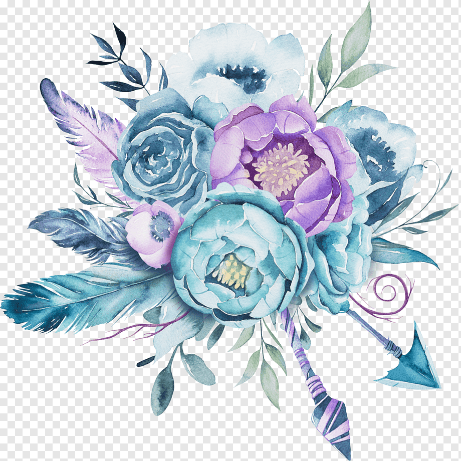 Синие Акварельные цветы
