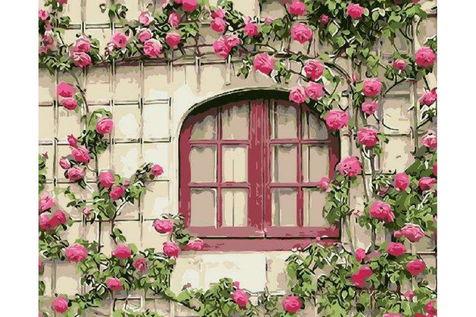Стена дома с цветами