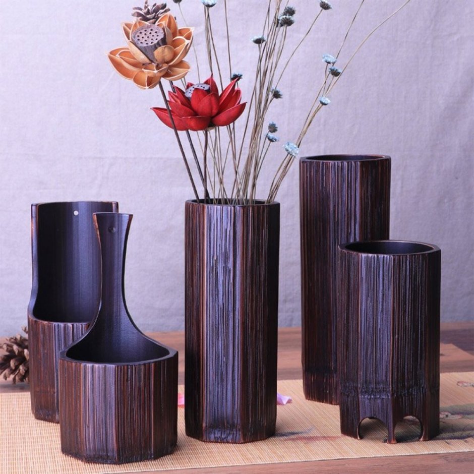 Деревянные вазы для декора