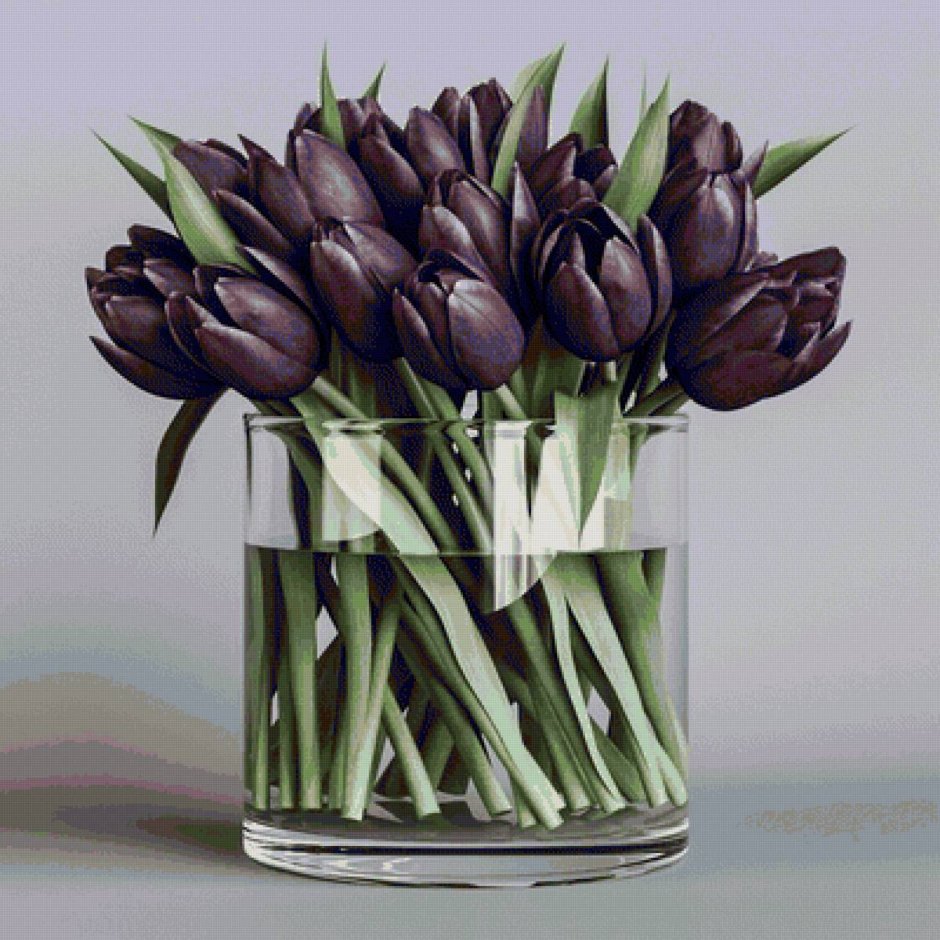 Тюльпаны в круглой вазе