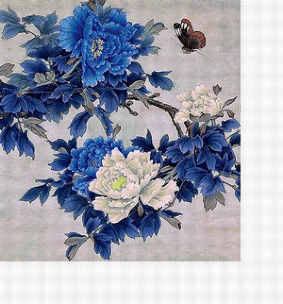 Голубые пионы в китайской живописи
