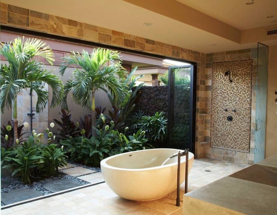 Ванная комната в стиле джунгли