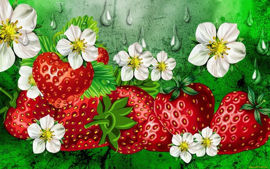Цветочки ягодки на полянке