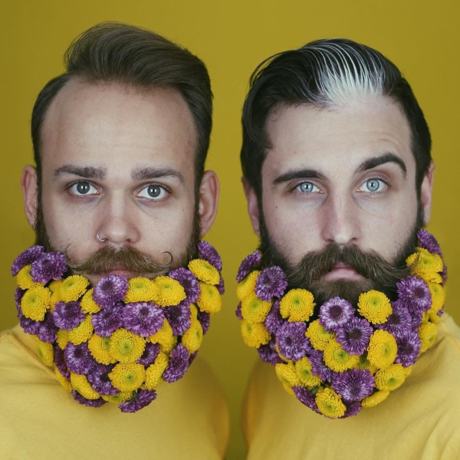 Борода с цветами