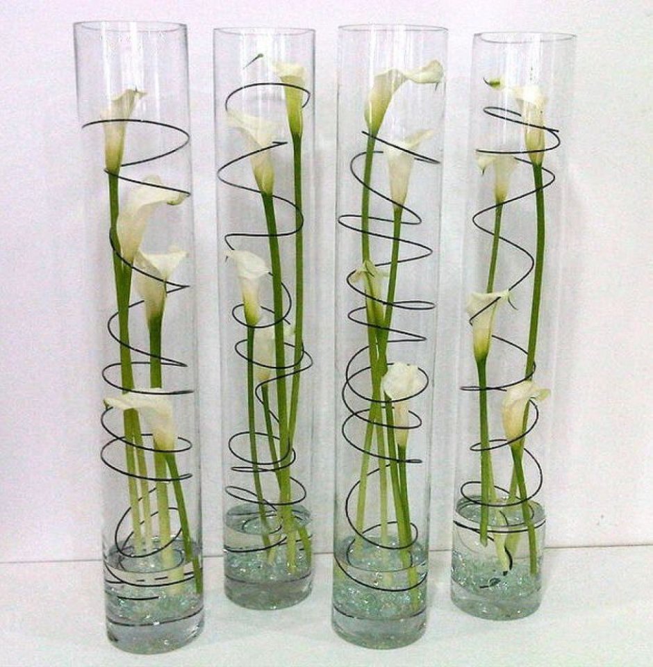 Стеклянные вазы для бамбука
