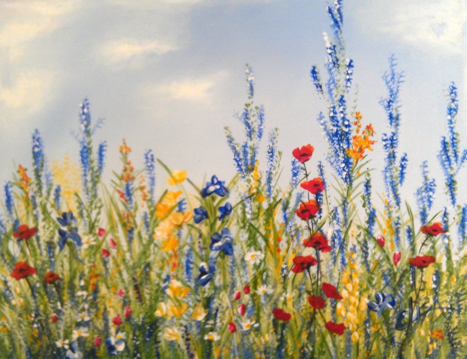 Фреска полевые цветы