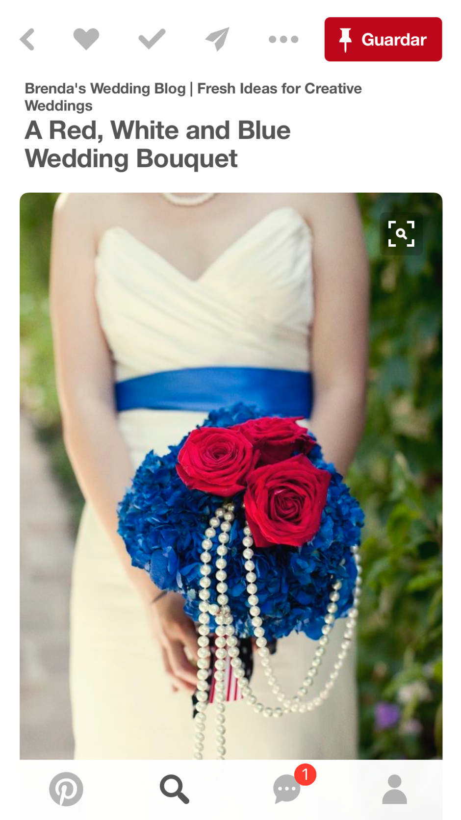 Красно синий букет невесты