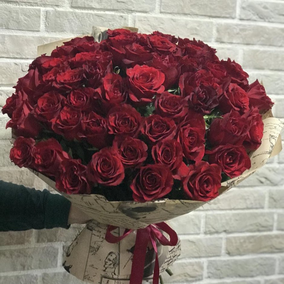 Бордовые розы 70 см