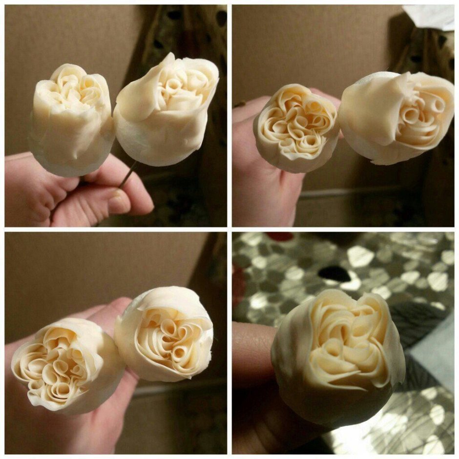 Пионовидная роза из полимерной глины